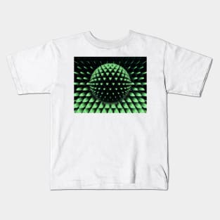 bright green pattern and geometric 3D exploding design Kids T-Shirt